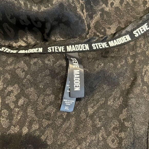 Steve Madden Leopard Print Racer Back Flowy Tank Black Print Stretchy Size XL - Picture 4 of 7